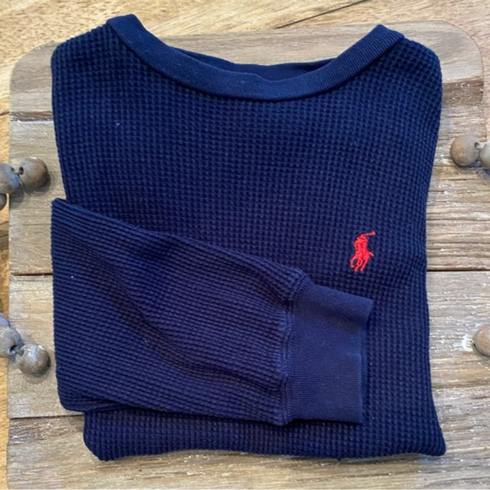 Vintage Polo by Ralph Lauren Boy’s 6 Navy Cotton‎ Waffle Knit Crew Neck Pullover